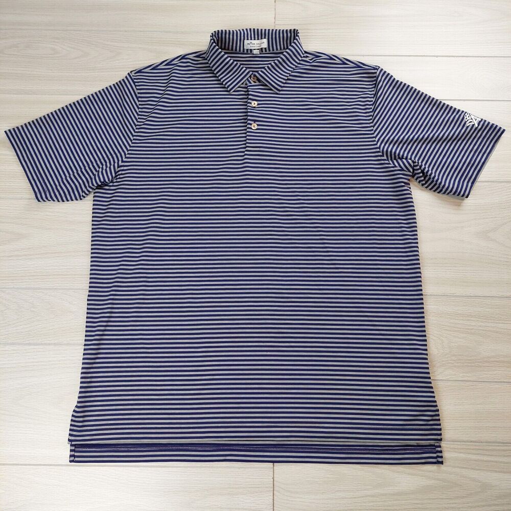 Peter Millar Summer Comfort Polo Shirt Mens XL Purple Gray Golf‎ Striped Stretch